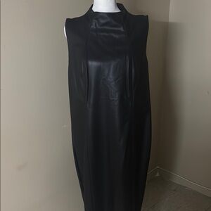 NWT J McLaughlin Black Vegan Leather MIDI Mock Turtleneck Dress in XL